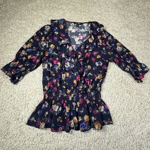 Lauren Ralph Lauren Top Women's Medium Black Label Floral Cottagecore